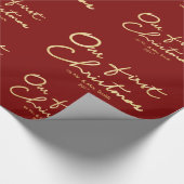 私たちカスタムの初めてのクリスマスをクリスマス夫妻として ラッピングペーパー (角)