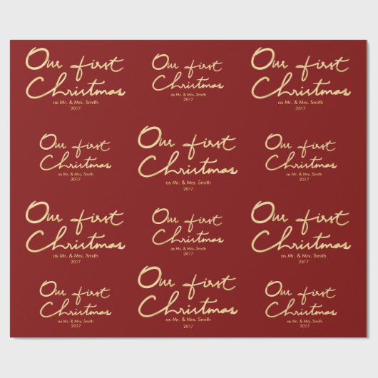 私たちカスタムの初めてのクリスマスをクリスマス夫妻として ラッピングペーパー (フラット)