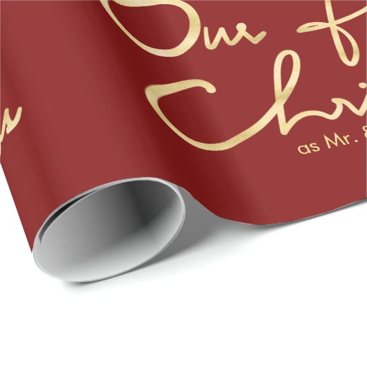 私たちカスタムの初めてのクリスマスをクリスマス夫妻として ラッピングペーパー (ロールコーナー)