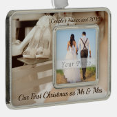 私たちカスタムの初めてのクリスマスをミセス・オーナメントとして シルバープレートフレームオーナメント (右)