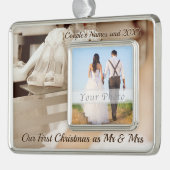 私たちカスタムの初めてのクリスマスをミセス・オーナメントとして シルバープレートフレームオーナメント (左)