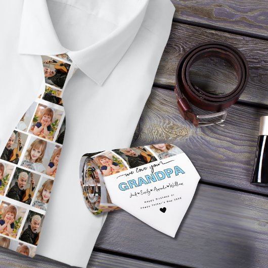 私たちカスタムはエレガント、おじいちゃんを愛する写真コラージュ ネクタイ