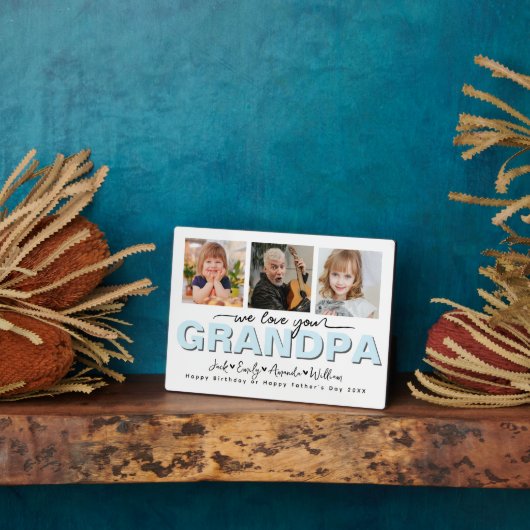 私たちカスタムはエレガント、おじいちゃんを愛する写真コラージュ フォトプラーク (側面)