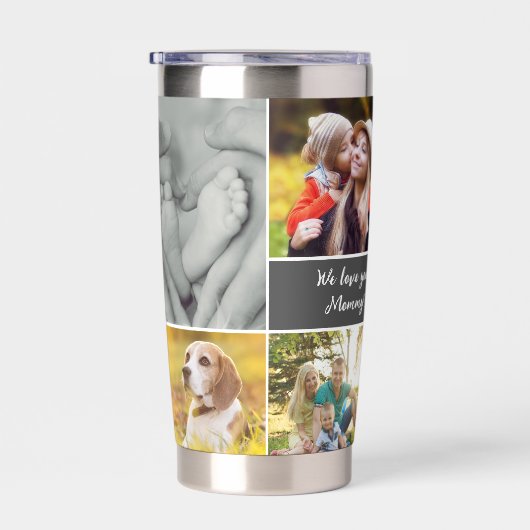 私たちカスタムはママを愛する5フォトコラージュ 保温保冷タンブラー (右面)