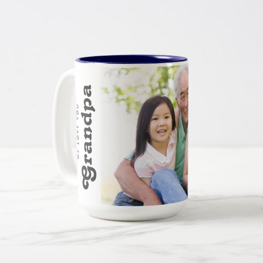 私たちカスタムは、おじいちゃん写真を愛している ツートーンマグカップ (正面左)