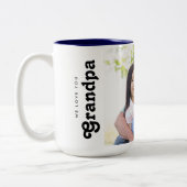 私たちカスタムは、おじいちゃん写真を愛している ツートーンマグカップ (左)