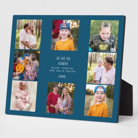 私たちカスタムはYou Grandpa写真コラージブルーを愛している フォトプラーク (側面)