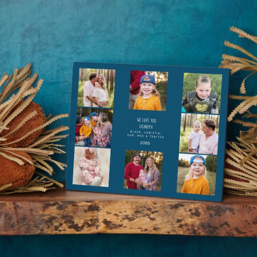 私たちカスタムはYou Grandpa写真コラージブルーを愛している フォトプラーク (側面)