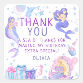 私たちカラフルの小さな人魚のすべての年齢誕生日 スクエアシール