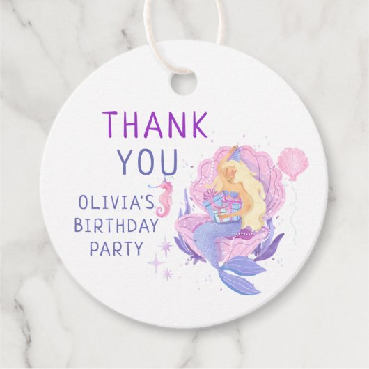 私たちカラフルの小さな人魚のすべての年齢誕生日 フェイバータグ (正面)