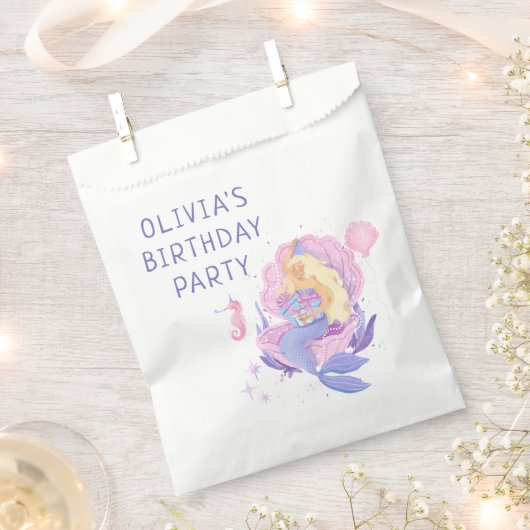 私たちカラフルの小さな人魚のすべての年齢誕生日 フェイバーバッグ (クリップ留めされた状態)