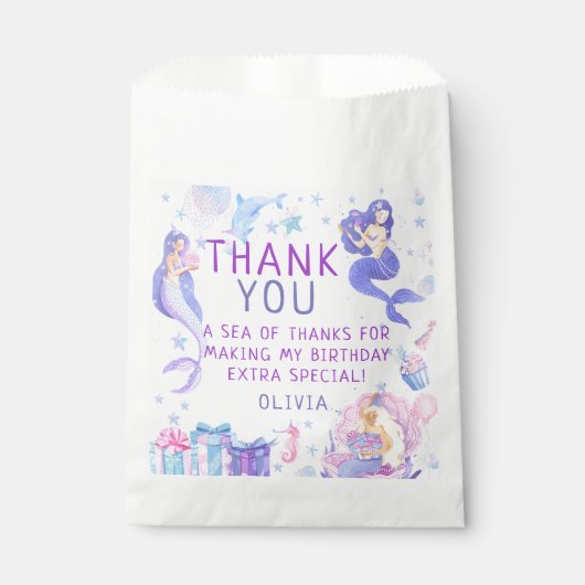 私たちカラフルの小さな人魚のすべての年齢誕生日 フェイバーバッグ (正面)