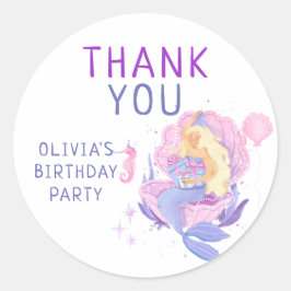 私たちカラフルの小さな人魚のすべての年齢誕生日 ラウンドシール