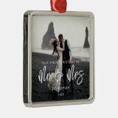 私たちコンテンポラリーの初めてのクリスマスは写真さん&ミセス メタルオーナメント (右)