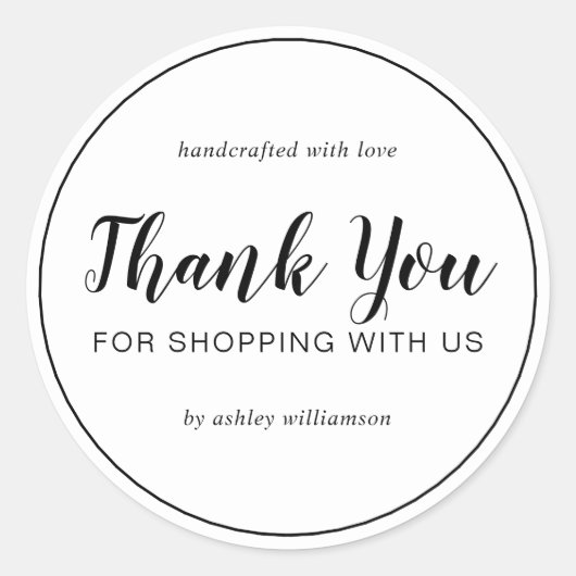 私たちシックなスクリプトホワイトCとのショッピングをありがとう ラウンドシール (正面)