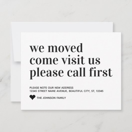 私たちシンプルが移動来訪問コールの最初の家に移動 案内状 (正面)