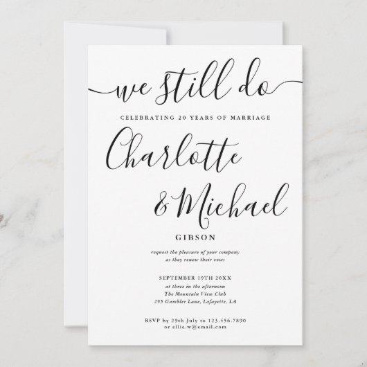 私たちシンプルはまだスクリプト誓の更新記念日を行う 招待状 (正面)