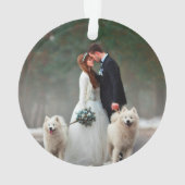 私たちスタイリッシュの初めてのクリスマスの結婚写真をスクリプト オーナメント (裏面)