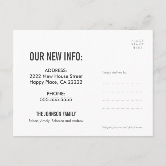 私たちスタイリッシュはホワイトハウスはがきを移動したBurlap 案内ポストカード (裏面)