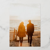 私たちスタイリッシュは金ゴールド写真を保存する日付 箔招待状 (裏面)