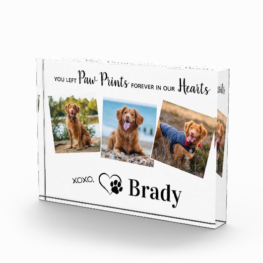 私たちパーソナライズされたのハートの犬の記念碑の前絵 フォトブロック (右)