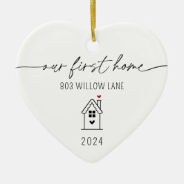 私たちパーソナライズされたの初めてのクリスマスアットニューホーム セラミックオーナメント
