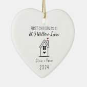 私たちパーソナライズされたの初めてのクリスマスアットニューホーム セラミックオーナメント (右)