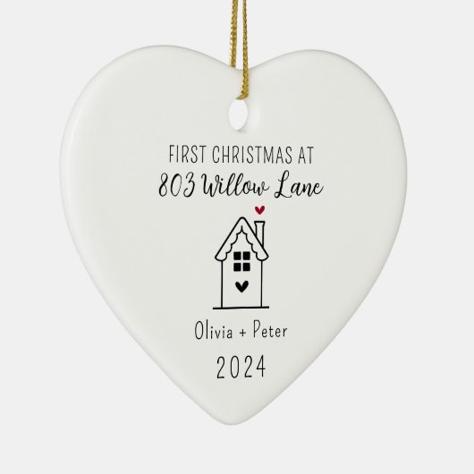 私たちパーソナライズされたの初めてのクリスマスアットニューホーム セラミックオーナメント (右)