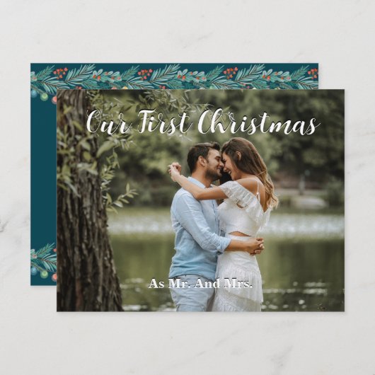 私たちパーソナライズされたの初めてのクリスマスグリーティングカード ノートカード (正面/裏面)