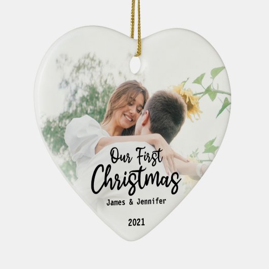 私たちパーソナライズされたの初めてのクリスマス セラミックオーナメント (右)