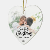 私たちパーソナライズされたの初めてのクリスマス セラミックオーナメント (左)