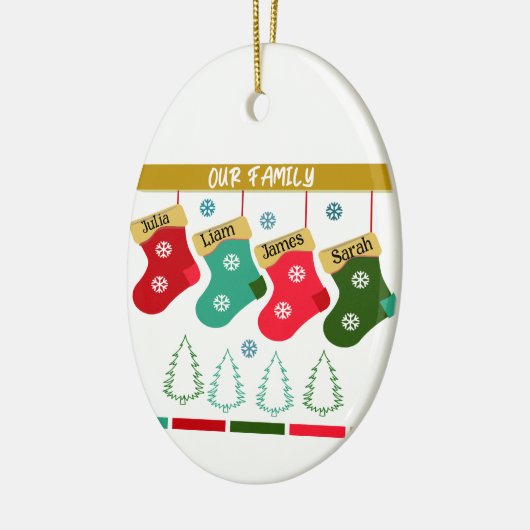 私たちパーソナライズされたの家族のクリスマスストッキング セラミックオーナメント (左)