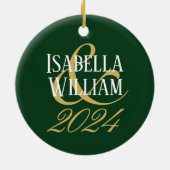 私たちパーソナライズされたの最初のクリスマス セラミックオーナメント (裏面)