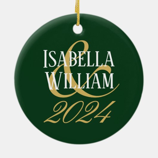 私たちパーソナライズされたの最初のクリスマス セラミックオーナメント (裏面)