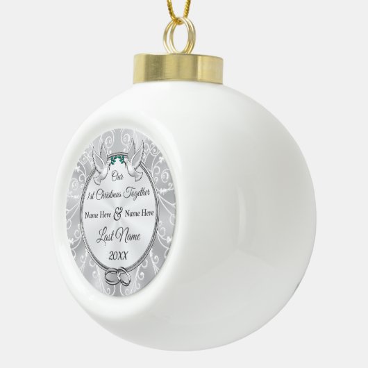 私たちパーソナライズされたの第1回クリスマスコーズオーナメント セラミックボールオーナメント (右)