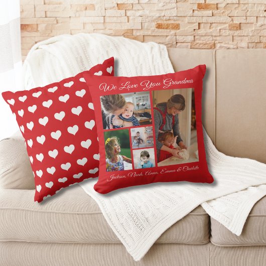 私たちパーソナライズされたはおばあちゃんを愛している | 赤5枚（写真） クッション