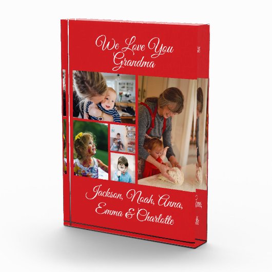 私たちパーソナライズされたはおばあちゃんを愛している | 赤5枚（写真） フォトブロック (右)
