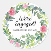 私たちパーソナライズされたは封筒用シールだ婚約した ラウンドシール (正面)