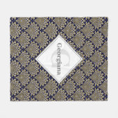 私たちパーソナライズされたは海軍と金ゴールドのデコを見ている フリースブランケット (正面(横))