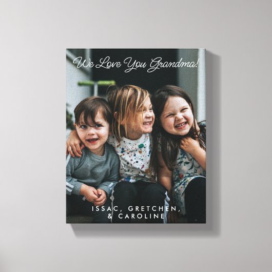 私たちパーソナライズされたは、おばあちゃんのフォトスクリプトを愛している キャンバスプリント (正面)