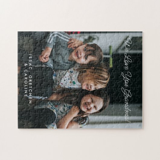 私たちパーソナライズされたは、おばあちゃんのフォトスクリプトを愛している ジグソーパズル (横)