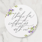 私たちパープルフローラルでお祝いしてくれてありがとう フェイバータグ (裏面)