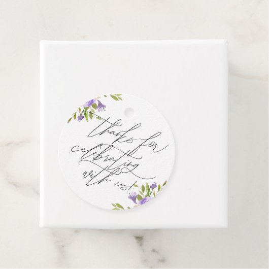 私たちパープルフローラルでお祝いしてくれてありがとう フェイバータグ (インサイチュ)