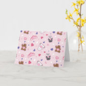 私たちベア – バレンタインハートパターン カード (黄色い花)