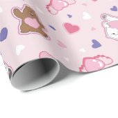 私たちベア – バレンタインハートパターン ラッピングペーパー (ロールコーナー)