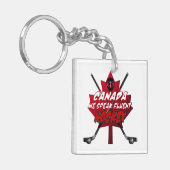 私たちペラッ話スなホッケーカナダのリーフユーモアのキーチェーン キーホルダー (正面左)