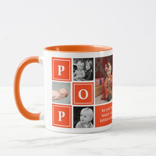 私たちポップ・アートのはオレンジ色のカスタム写真コラージュ マグカップ (左)