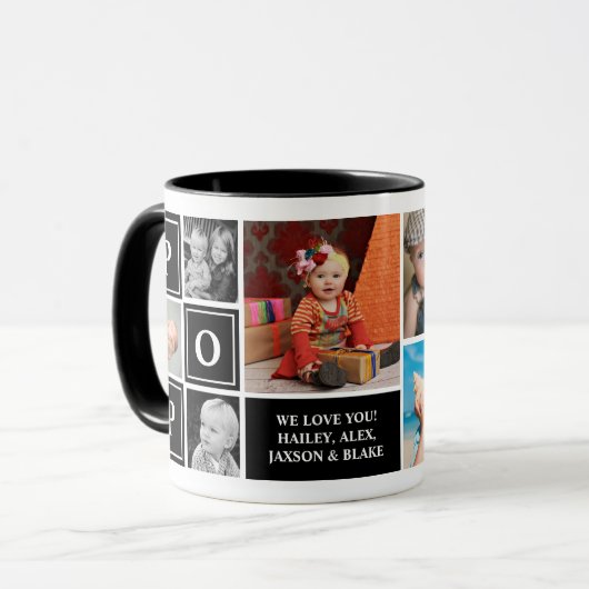 私たちポップ・アートのはブラックの写真カスタムコラージュを愛 マグカップ (正面左)