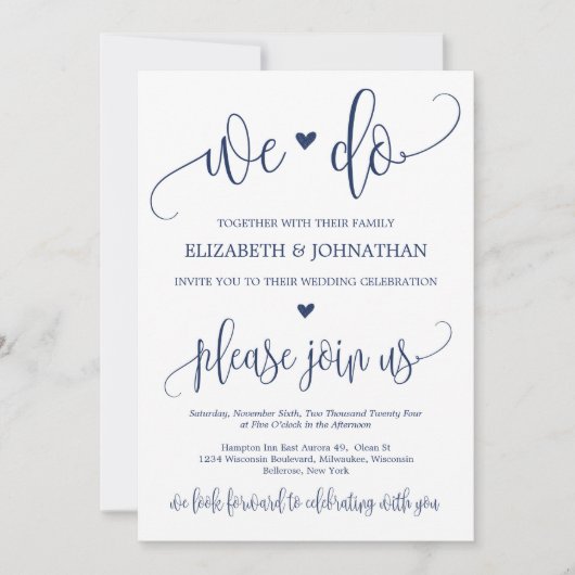 私たちモダンがやる田舎の海軍書結婚道ハート 招待状 (正面)