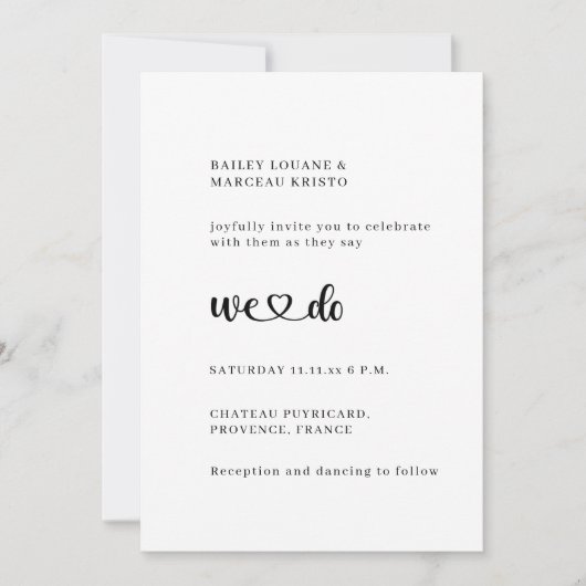 私たちモダンが愛するハートのミニマル結婚主義 招待状 (正面)